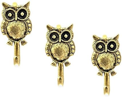 LLC Small Owl Wall Hook, 3pc Set, Antique Gold