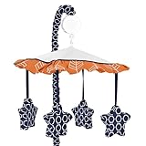 Sweet Jojo Designs Orange and Navy Musical Baby Crib Mobile for Arrow Collection