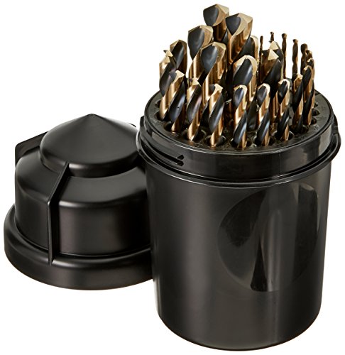 Cle-lineC21165 Bit Barrel Style 1875R High Speed Steel Mechanics Length Drill Set, Black and Gold Finish, 1/16" - 1/2" Finish, 29 Pieces