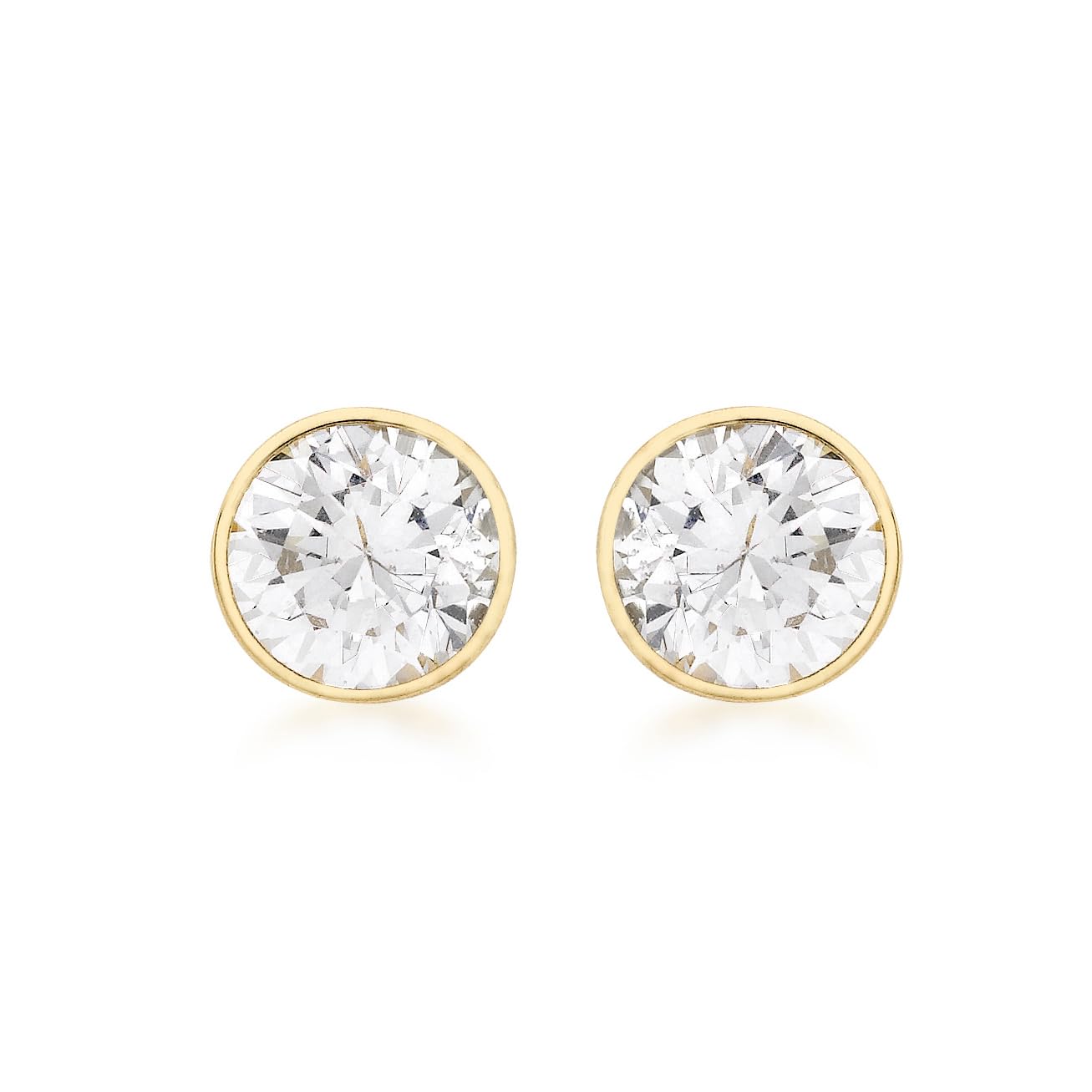 CARISSIMA Women's 18 ct Yellow Gold 4 mm Round Cubic Zirconia Stud Earrings