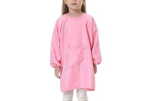 EVGVAT Kids Art Smock Long Sleeve with Pocket Child Chef Bib Apron for Kitchen Cooking Painting