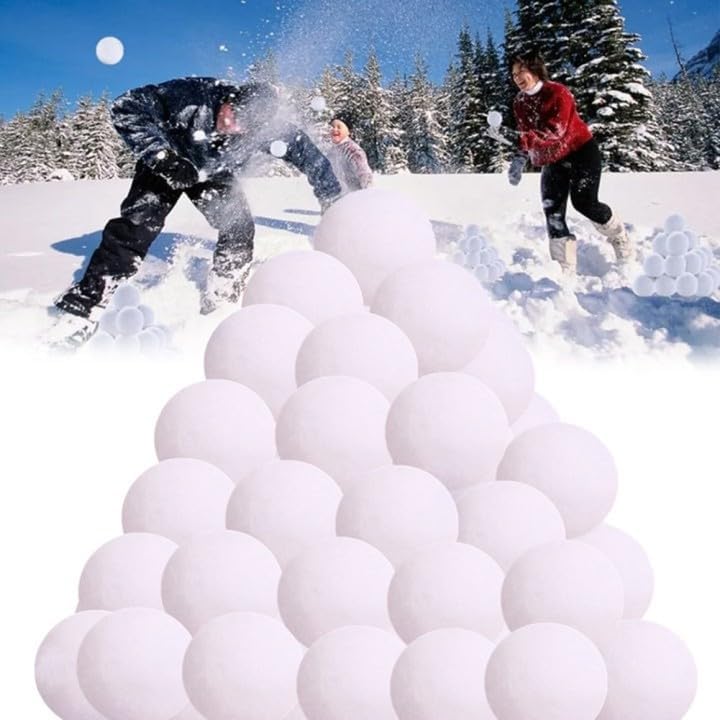 Artificial Snow - 100 Pack Indoor Snowball Artificial Snow Fight Balls,Fake Snowball Winter Xmas Decoration, Plush Snow White Balls Fun for Indoor Outdoor Play (100 Pack)