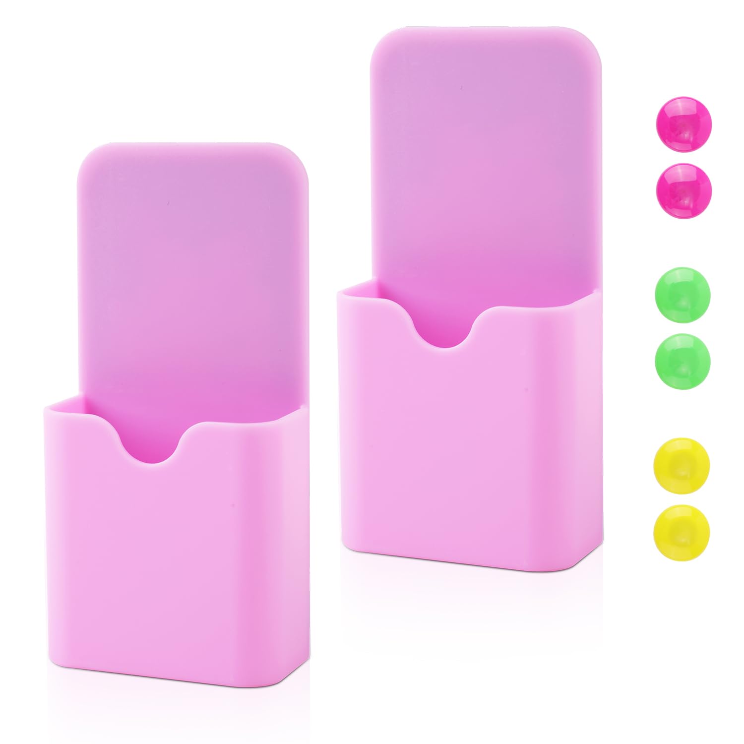 NQEUEPN 2pcs Magnetic Pen Holder, Plastic Magnetic Dry Erase Ruler Holder Reliable Marker Holder with 6 Magnetic Beads for Locker Whiteboard Refrigerator School Home Office Supplies(Pink)