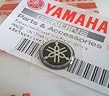 Genuine 12mm Diameter Yamaha Tuning Fork Decal Sticker Emblem Logo Black / Silver Raised Domed Gel Resin Self Adhesive Motorcycle / Jet Ski / ATV / Snowmobile