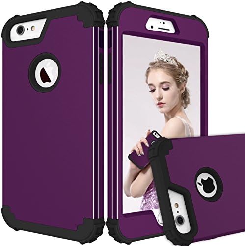 Crosstreesports  iPhone 6 Plus Case iPhone 6s Plus Case, Hybrid Heavy Duty Shockproof Full-Body Protective Case With Three Layer Impact Protection for Apple iPhone 6s Plus 5.5 inch - Purple and Black