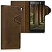 kalibri Case Compatible with Sony Xperia XA1 Ultra - Case Real Leather Book Style Protective Cover with Card Slot - Brown
