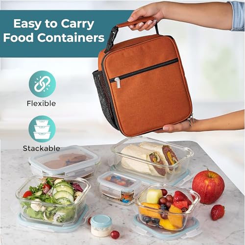 Razab 35 PC Glass Containers Food Storage with Lids - Reusable Glass Meal Prep Containers for Lunch and Leftovers - Airtight & Leakproof Snap Locking Lids - Oven, Freezer, Microwave, Dishwasher Safe
