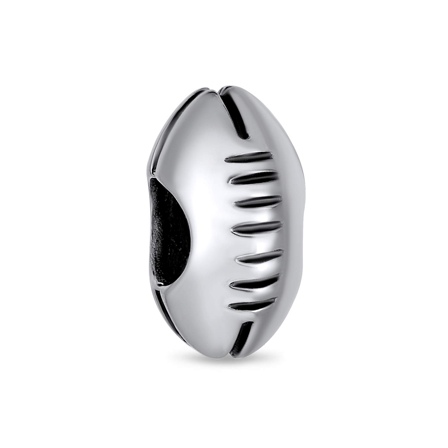 Bling Jewelry USA Rugby Sports American Football Ball Team Charm Bead For Women Mom Oxidized .925 Sterling Silver Fits European Bracelet