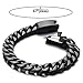 COOLSTEELANDBEYOND Masculine Men’s Stainless Steel Black Curb Chain Bracelet Satin Finishing