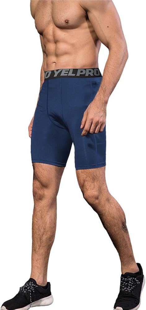 WRAGCFM Men's Athletic Compression Shorts with Pockets Spandex Running Workout Active Underwear: Clothing