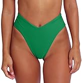 geluboao Women's Bikini Bottom Sexy V Cut High Cut Swimsuit High Waisted Bathing Suit Bottoms