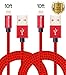 Mscrosmi 2Pack 10FT Extra Long Nylon Braided Lightning to USB Sync Charge Cable Cord Charger with Aluminum Connector for iPhone 6s/6s Plus/6/6Plus/5s/5c/5, iPad/iPod Models (red+black)
