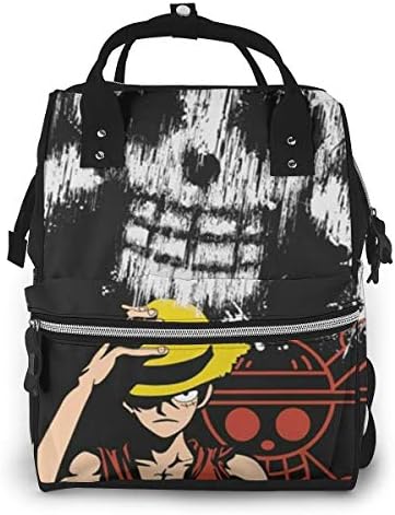 One-Piece Luffy Baby Travel Bag Diaper Backpack Multi-Function Waterproof Travel Backpack, Large Capacity