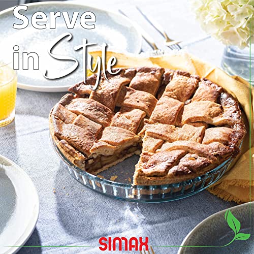 Simax Glass Pie Pan, 11 Inch Round Pie Plate, Glass Baking Dish, Fluted
