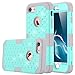 iPhone 7 Case, LONTECT Hybrid Heavy Duty Shockproof Diamond Studded Bling Rhinestone Case Dual Layer [Hard PC+ Soft Silicone] Impact Protection for Apple iPhone 7 - Teal/Grey