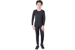 HSTiSan Girls Boys Compression Set Base Layer Athletic Leggings Kids Sports Shirts and Pant 2 Pcs Underwear