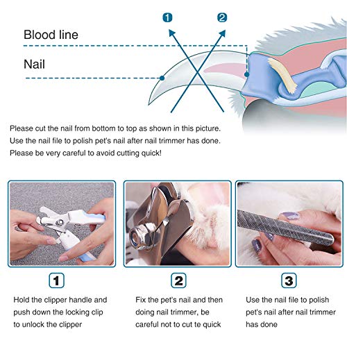 Dog Nail Clippers, Stainless Steel Dog Nail Trimmer with Razor Sharp Blades, Safety Guard to Avoid Over-cutting, Professional Grooming Tool at Home for All Small Large Dogs Cats Pets - Free Nail File - Thumbnail 2