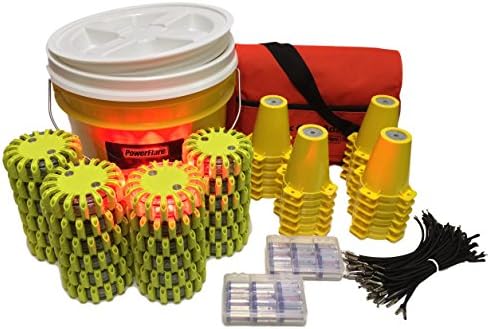 24-Position Cone Adapter Kit with 24-Pack Bucket of Magnetic PowerFlare Lights
