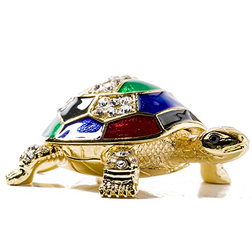 Waltz&F Collectible Figurines Decor Ornaments Pewter Trinket Boxes Bejeweled Turtle with Crystals - Thumbnail 6