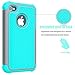 Tekcoo for iPhone 4S Case, Tekcoo iPhone 4 / 4G Cover, [Tmajor] Shock Absorbing Hybrid Best Impact Defender Rugged Slim Grip Bumper Cover Shell Plastic Outer & Rubber Silicone Inner [Gray/Turquoise]