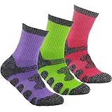 YUEDGE 3 Pairs Women's Multi Performance Hiking Trekking Walking Running Crew Cotton Socks