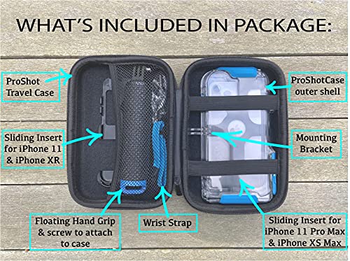 ProShot Touch - Waterproof Case Compatible with iPhone 11 Pro Max, iPhone XR, iPhone 11, Xs Max. Floating Hand Grip Mount Included. Underwater Camera App Included for Snorkeling and Diving Photography