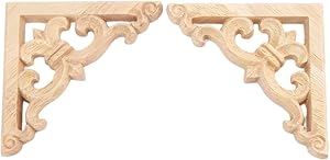 MUXSAM 2Pcs Wood Carved Appliques Onlays Embellishments for Furniture,3 1/4