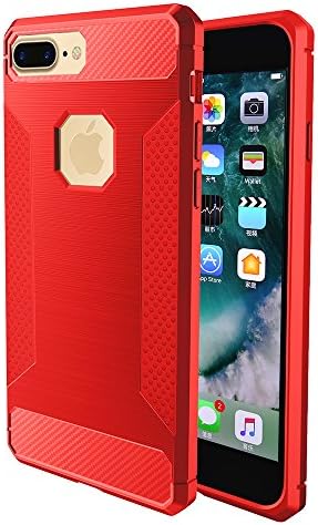 iPhone 7 Plus case, CROSSTREESPORTS Rugged Armor Resilient Shock Absorption and Carbon Fiber Design for iPhone 7 Plus 5.5 inch 2016 (Carbon Fiber-Red)