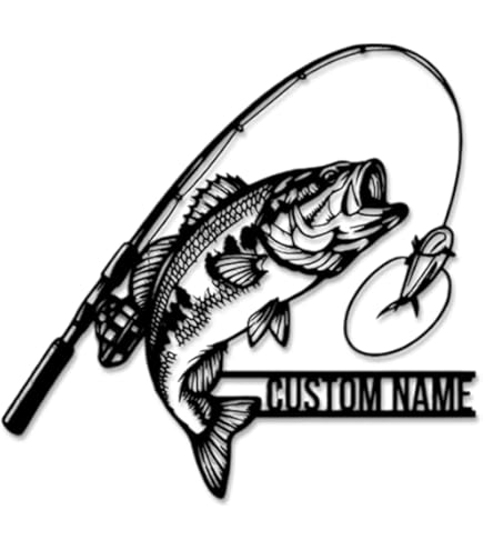 Custom Fishing Fisher Wall Sticker Personalized Bass Fish Name Wall