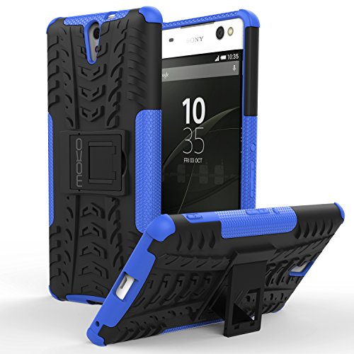 Sony Xperia C5 Ultra Case - MoKo Heavy Duty Rugged Dual Layer Armor with Kickstand Protective Cover for Sony Xperia C5 Ultra 6.0 Inch Smartphone 2015 Release, BLUE