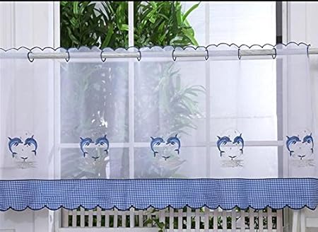 Voile Cafe Net Curtain Panels D27 Dolphins 18 Kitchen