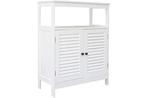 DOREDO Bathroom Floor Cabinet, Freestanding Bathroom Cabinet with Double Doors and Adjustable Shelf, Side Storage Cabinet for Bathroom, Living Room, Bedroom (White, 23.6" W x 11.8" D x 31.5" H)