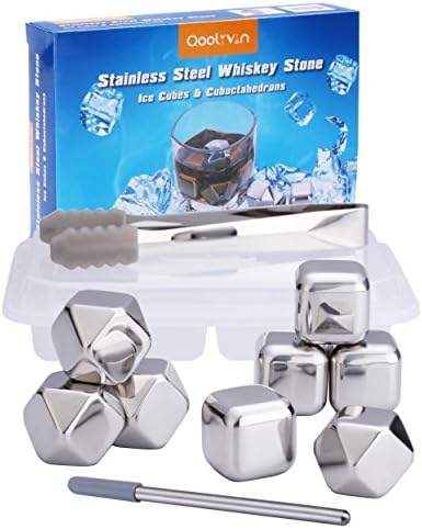 Whiskey Stones Stainless Steel Reusable Ice Cubes Set of 11 Metal Ice Cubes Whiskey Gifts Mens Gift Set Thank You Gifts for Men Father's Day Gifts Dad Birthday Gifts