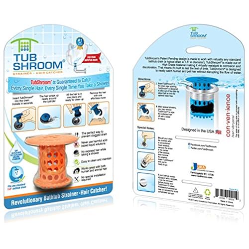 TubShroom. The Revolutionary Tub Drain Protector Hair Catcher/Strainer/Snare, Orange Home & Kitchen, Bath, Bathroom Accessories, Bathtub Accessories, Drain Catches