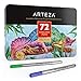 ARTEZA Fineliners Fine Point Pens, Set of 72 Fine Tip Markers with 0.4mm Tips & Sure Grip Ergonomic Barrels, Brilliant Assorted Colors for Coloring, Drawing & Detailing + Sturdy Metal Storage Case