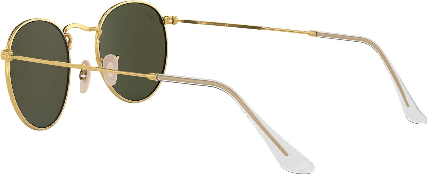 Ray-Ban RB3447 Metal Polarized Round Sunglasses, Gold/Green, 53 mm: Ray-Ban: Shoes