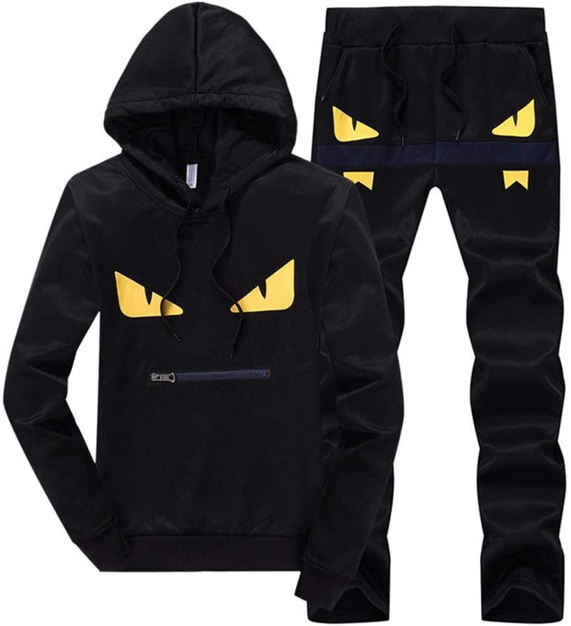 Brec Men's Cartoon Tracksuits 2 Pieces Sports Sweatsuits Long Sleeves Jogging Suits Casual