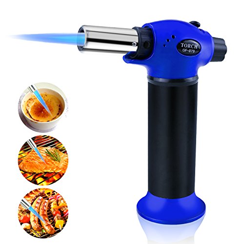 Kitchen Torch Lighter, TedGem Update Refillable Blow Torch Culinary Torch Cooking Torch Butane Torch Flame Lighter with Safety Lock Adjustable Temperature & Flame for Creme Brulee BBQ,Gas Not Included