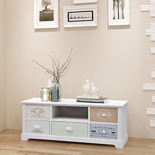 French Style Wood TV Stand Cabinet Entertainment Center Unit, White
