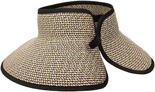 San Diego Hat Company Women's Ultrabraid Visor with Ribbon Binding, and Sweatband, Mixed Black/Bright, One Size