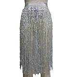 Pinda Holographic High Waisted Sequin Fringe Skirt