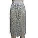 Pinda Holographic High Waisted Sequin Fringe Skirt