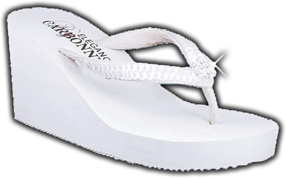 Elegance by Carbonneau Breeze Women's High Heel Flip Flop White Foam Rubber Sandal