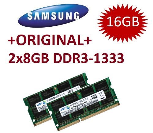 2x 8 GB 204 pin DDR3-1333 SO-DIMM (1333Mhz, PC3-10600S, CL9)