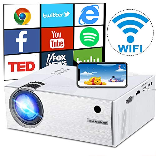 WiFi Projector 2600 Lumens, DIWUER Mini Portable Video Projectors, WiFi Directly Connect Smartphones for Home Outdoor Movie Theater, Support Full HD 1080P, HDMI, VGA, SD Card, AV, USB