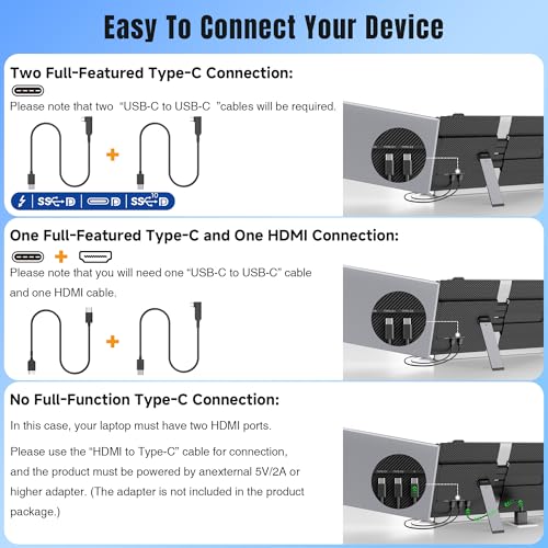 KEFEYA 14” Laptop Screen Extender, 100% sRGB FHD 1080P Portable Monitor for Laptop, Triple Screen Laptop Monitor Extender for 13–17.3" Laptops, Plug & Play for Windows/Mac/Android/Switch/PS5