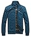 chouyatou Men's Casual Long Sleeve Full Zip Jacket with Shoulder Straps (Small, Blue)