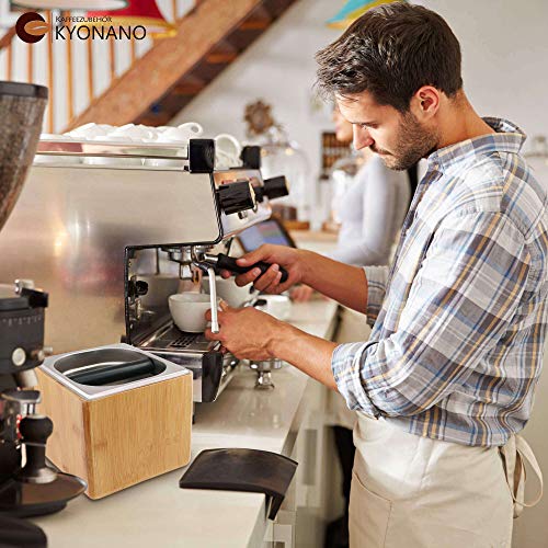 KYONANO Abklopfbehälter, Abschlagbehälter Siebträger Zubehör, Abklopfbehälter aus Bambus & Edelstahl, Knock Box… – Bild 8