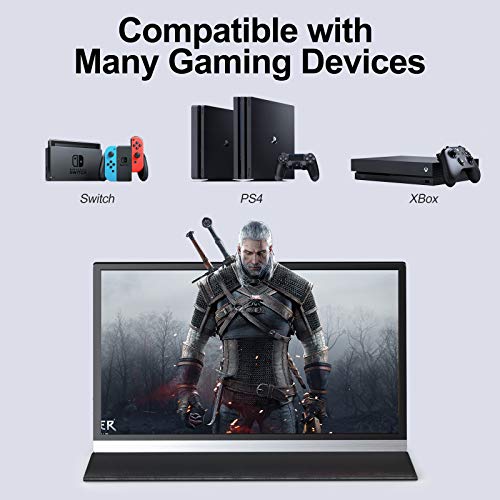 Portable Monitor - 15.6 Inch Portable Screen 1920×1080 Full HD IPS with USB-C/Type-C/Mini HDMI Suitable for Laptop, PC, MacBook Pro, Xbox, PS4, iPhone Series and Smart Phone with Type-C Full Function