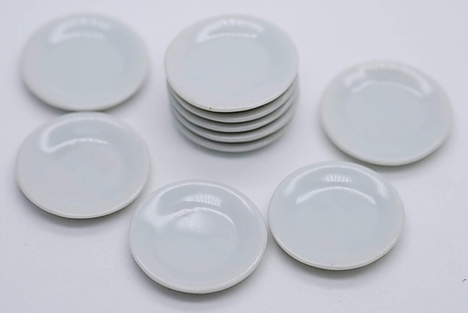 Buy Easy 10 White Ceramic Plate Dish 3 cm Dollhouse Miniatures Food Kitchen Decoration